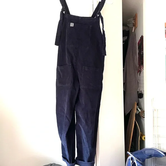 Lucy & Yak 'The Organic Original' Corduroy Dungarees in Sailor Blue UK 12R - Picture 2 of 4
